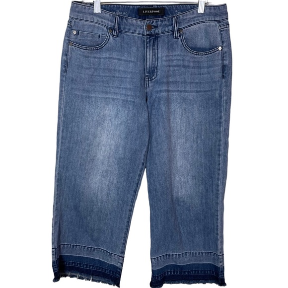 Liverpool The Crop Wide Leg Raw Hem Size 8/29 Baggy Relaxed Hipster Cropped Jean - Picture 1 of 16